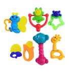 Rattle Set My First Gift Teether 7 pcs Set Sensory Teething Toys for Babies Non-Toxic Plastic Colourful