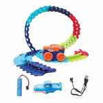 VGRASSP 102 Pcs Set Colorful Flexible Magic Track Toy for Kids with Light in Car, Rechargeable Battery and 2 Cartops - Amazing Racetrack - Full of Fun Toy