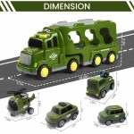 Kidology 5-in-1 Friction-Powered Military Army Truck Toy Set with Music – Montessori Educational Transport Carrier Vehicle Toy for Boys & Girls, Fun Birthday Gift for Kids Ages 3+