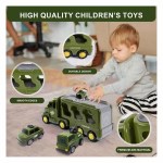 Kidology 5-in-1 Friction-Powered Military Army Truck Toy Set with Music – Montessori Educational Transport Carrier Vehicle Toy for Boys & Girls, Fun Birthday Gift for Kids Ages 3+