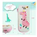 ZipperZoo Cute Dino Pencil Pouch - 3D Adorable Pencil Case with Multiple Compartments, Perfect Pouches for Girls & Boys