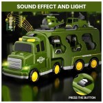 Kidology 5-in-1 Friction-Powered Military Army Truck Toy Set with Music – Montessori Educational Transport Carrier Vehicle Toy for Boys & Girls, Fun Birthday Gift for Kids Ages 3+