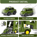 Kidology 5-in-1 Friction-Powered Military Army Truck Toy Set with Music – Montessori Educational Transport Carrier Vehicle Toy for Boys & Girls, Fun Birthday Gift for Kids Ages 3+