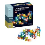 Light Magnetic Tiles Building Blocks for Kids Magnetic Marble Run Toys for Kids - 49 Piece