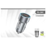 Target CL-241 Car Charger with 3-in-1 Cable & Type-C Port | USB 3.0 Fast Charging