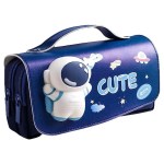 Kids 3D Cartoon Pencil Pouch – Astronaut, Bunny Girl & Rabbit Designs (Blue, Pink, Purple)