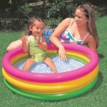 Round Swimming Pool for Kids Portable Baby Bath tub Inflatable Sunset Glow Round Colourful Ring Baby Pool Indoor & Outdoor (Multi Color) | Size 86cm x 25cm