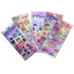 Aesthetic Glitter Puffy Stickers – Set of 5 Colorful Designs