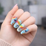 Rainbow Cartoon Press On Nails Nail Art Set 12 PCS