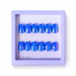 Blue Holographic Press-On Nails | Glossy Diamond Finish | 12 PCS