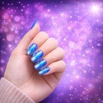 Blue Holographic Press-On Nails | Glossy Diamond Finish | 12 PCS