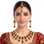 Royal Red Kundan Necklace Set - Image 2