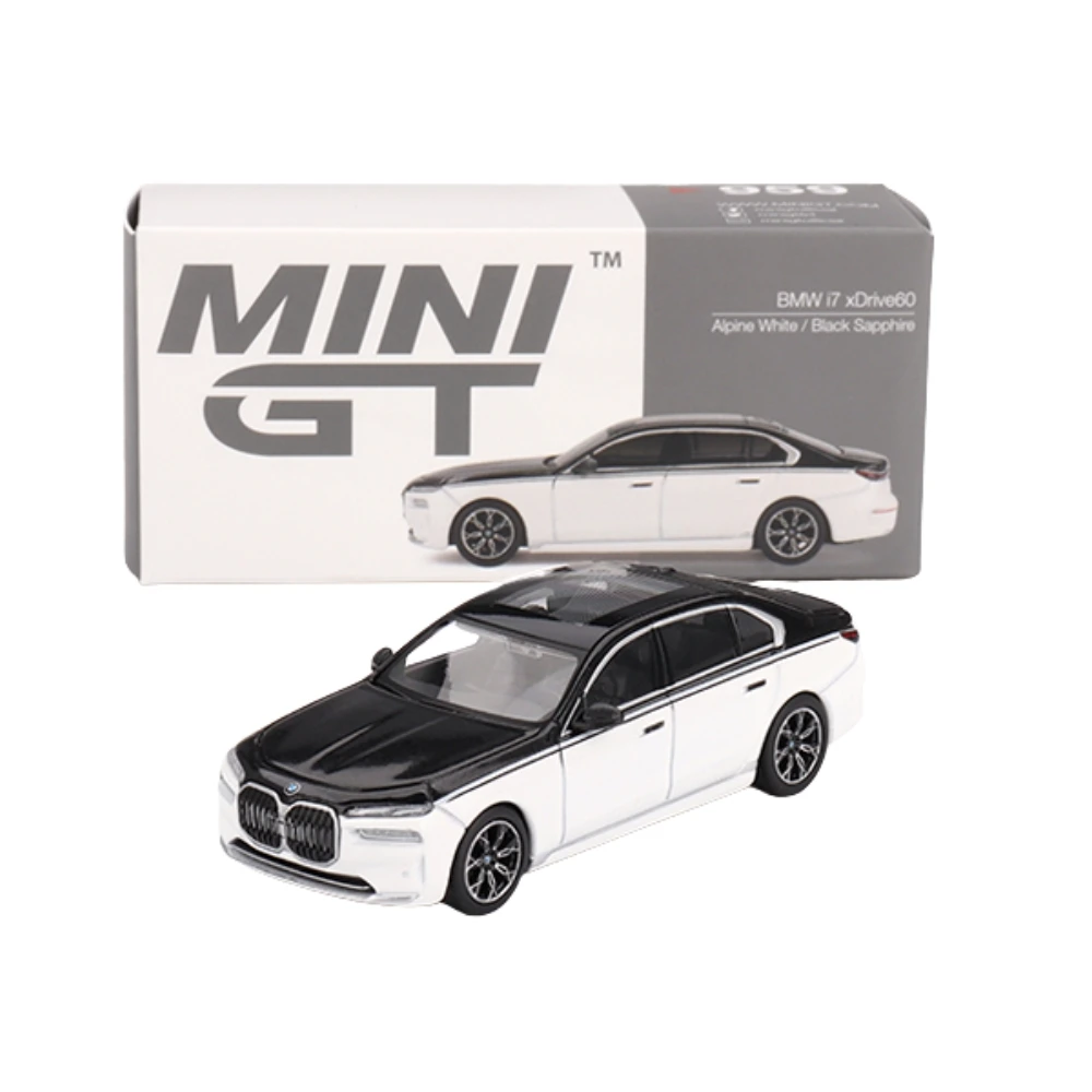Mini GT BMW I7 XDrive60 Alpine White Black Sapphire - Grover Techno